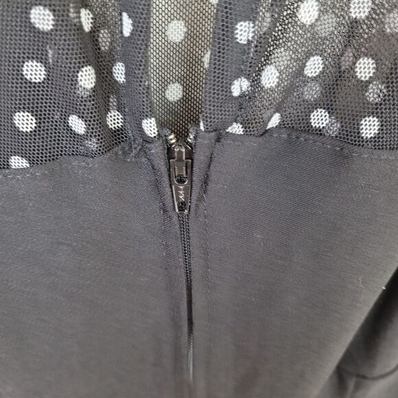 Rock Steady Black Polka Dot Mesh Sleeveless Wiggle Dress 2X (2820) - Picture 4 of 7